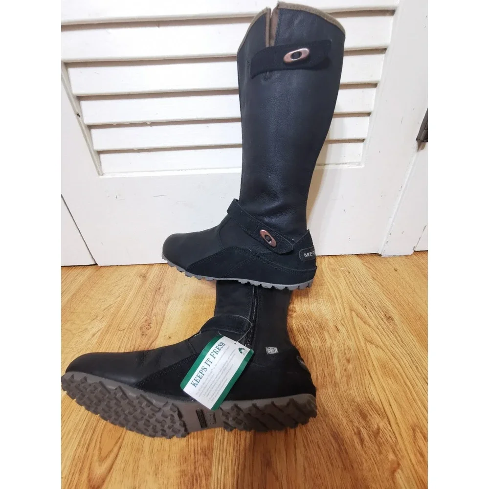 Womens Merrell Haven Autumn Waterproof Side Zip Black Suede Boots J48374 Siz 7.5